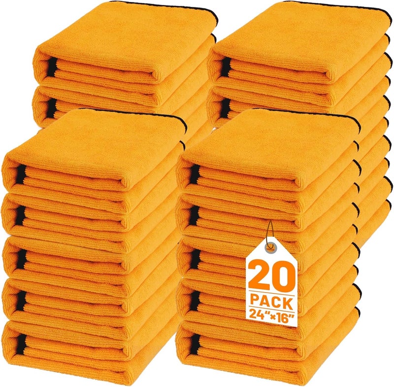 UZLU 20 Pack Microfiber Car Drying Towel, 15.7 x 23.6 Inch Car Microfiber Cleaning Towels Bulk, Lint-Free, Quick Drying, Dual-Sided Detailing Buffing Polishing Waxing Soft Towels for SUV, Truck and Boats - Image 1